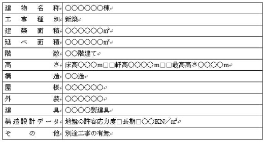 施工計画書・新築の作成例 工事内容